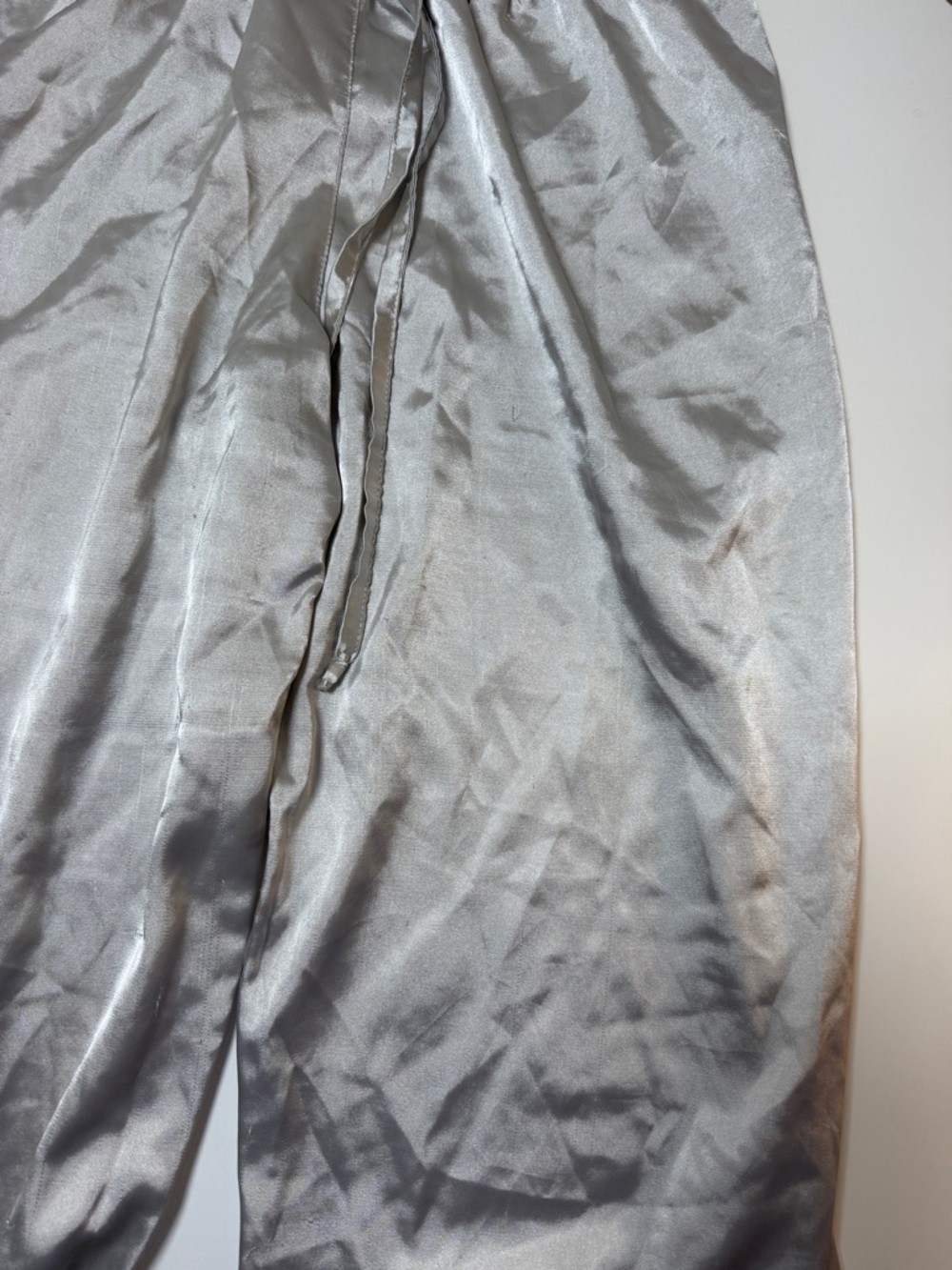Silky Drawstring Pajama Pants in Light Silver - Picture 5 of 7